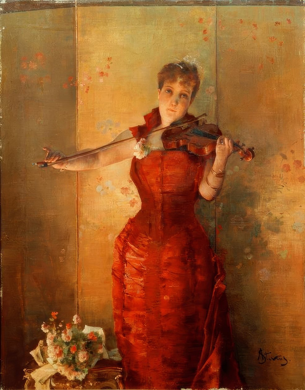 A.Stevens, violinisten av Alfred Emile Stevens