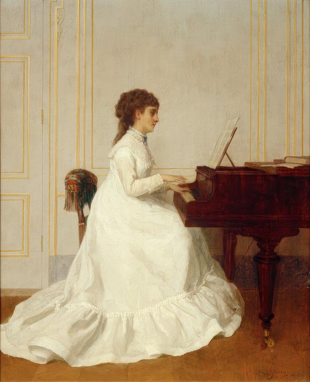 E. Gonzalès på pianot / målning av Alfred Stevens av Alfred Emile Stevens