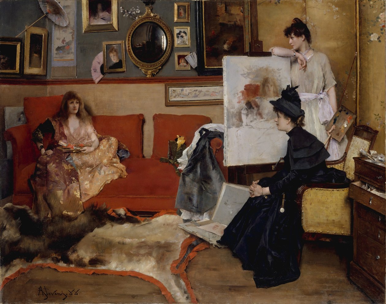 Im Studio av Alfred Emile Stevens