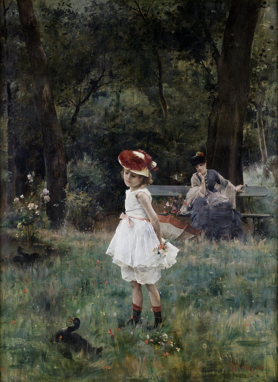 La Fillette aux canards  av Alfred Emile Stevens