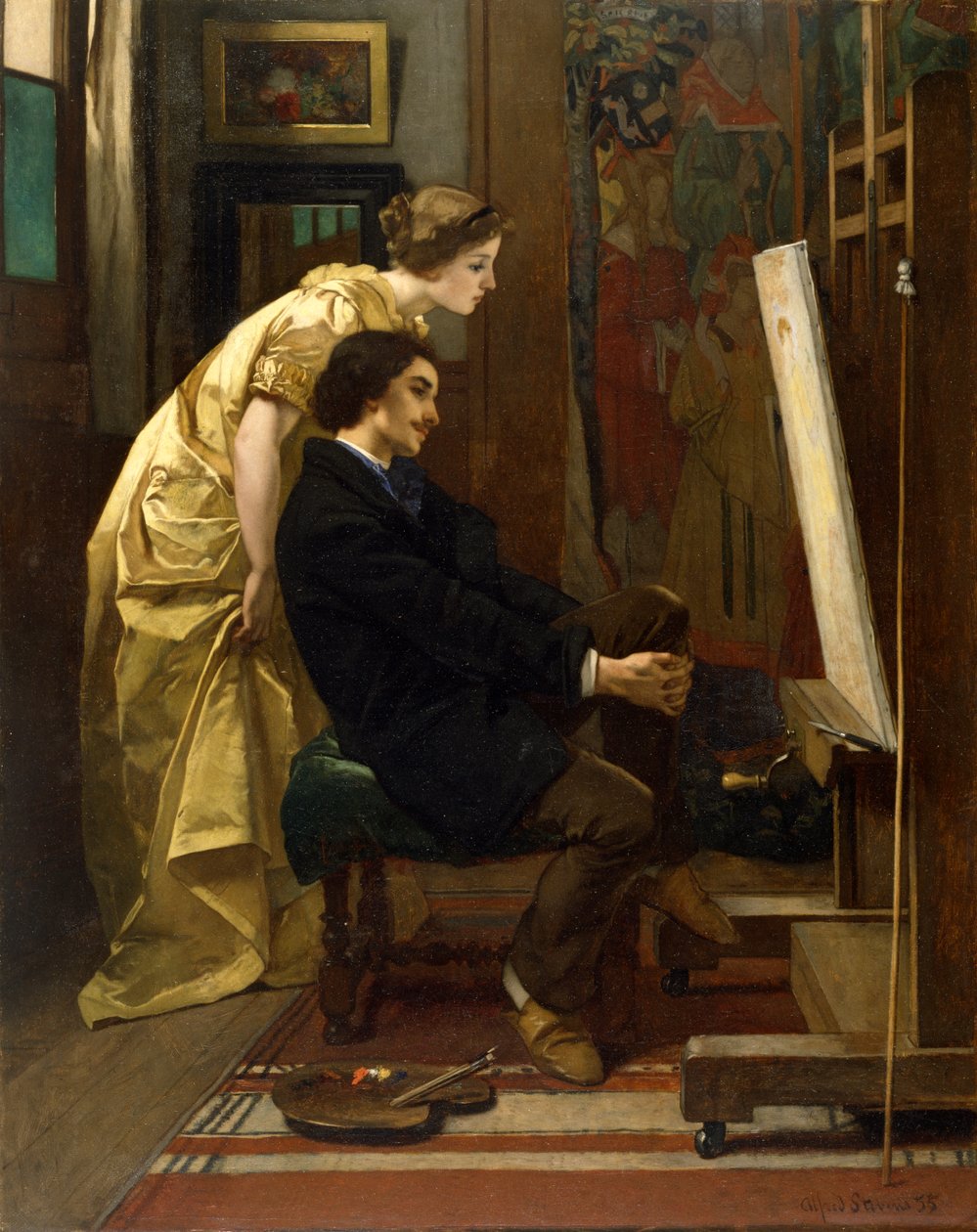 Målaren och hans modell av Alfred Emile Stevens