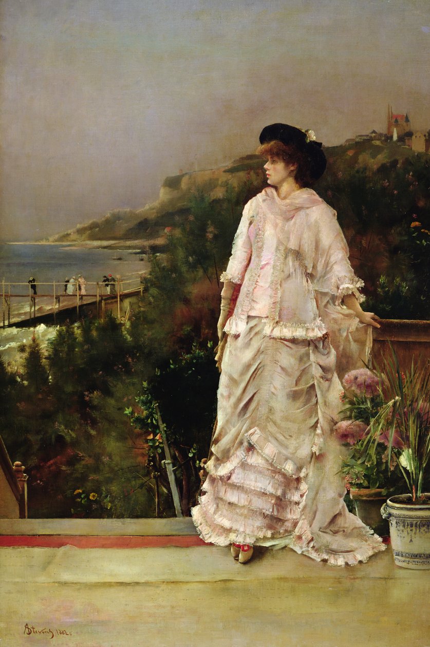 Kvinna på en terrass, 1882 av Alfred Emile Stevens