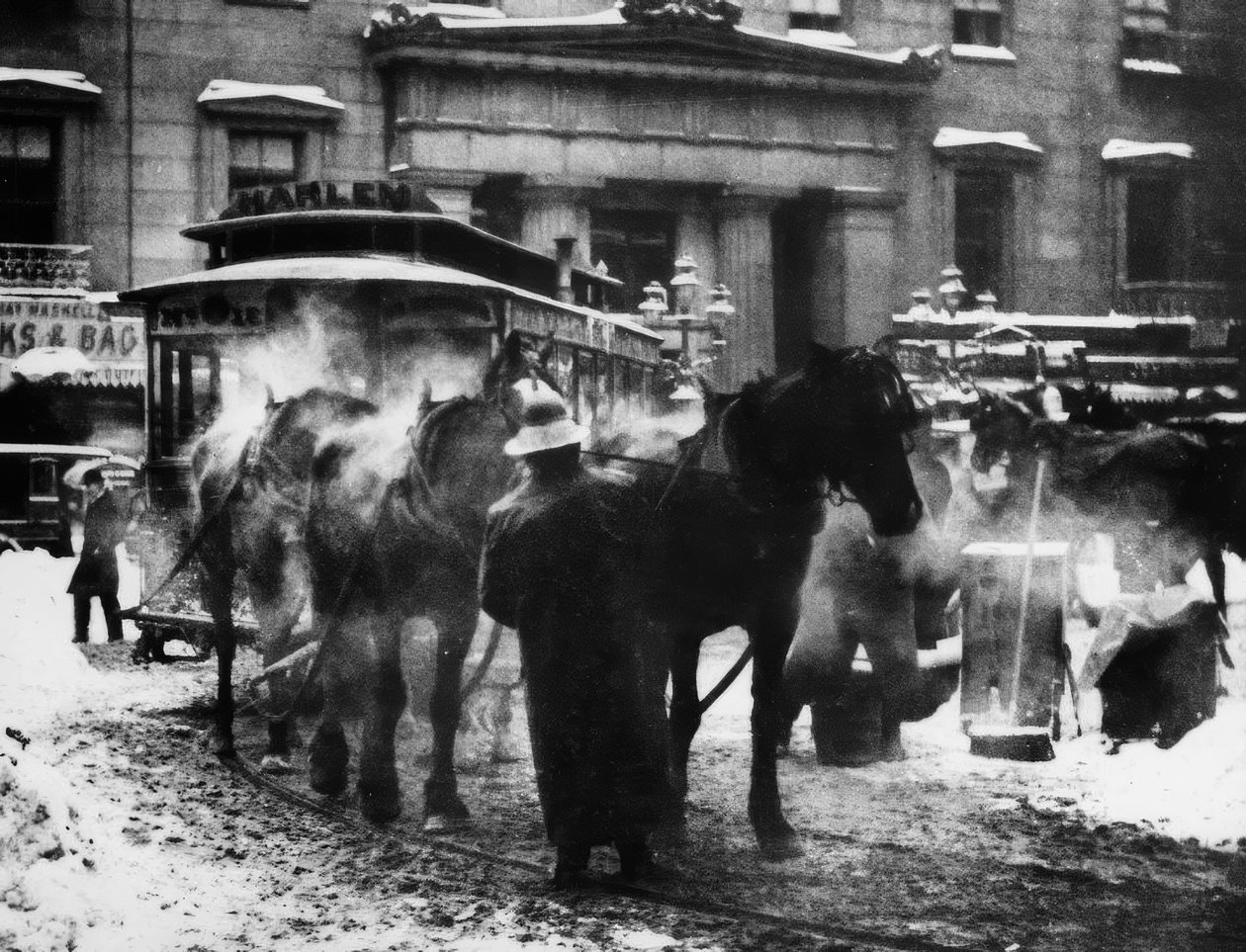 Hästdragen spårvagn i New York, 1892 / foto. av Alfred Stieglitz