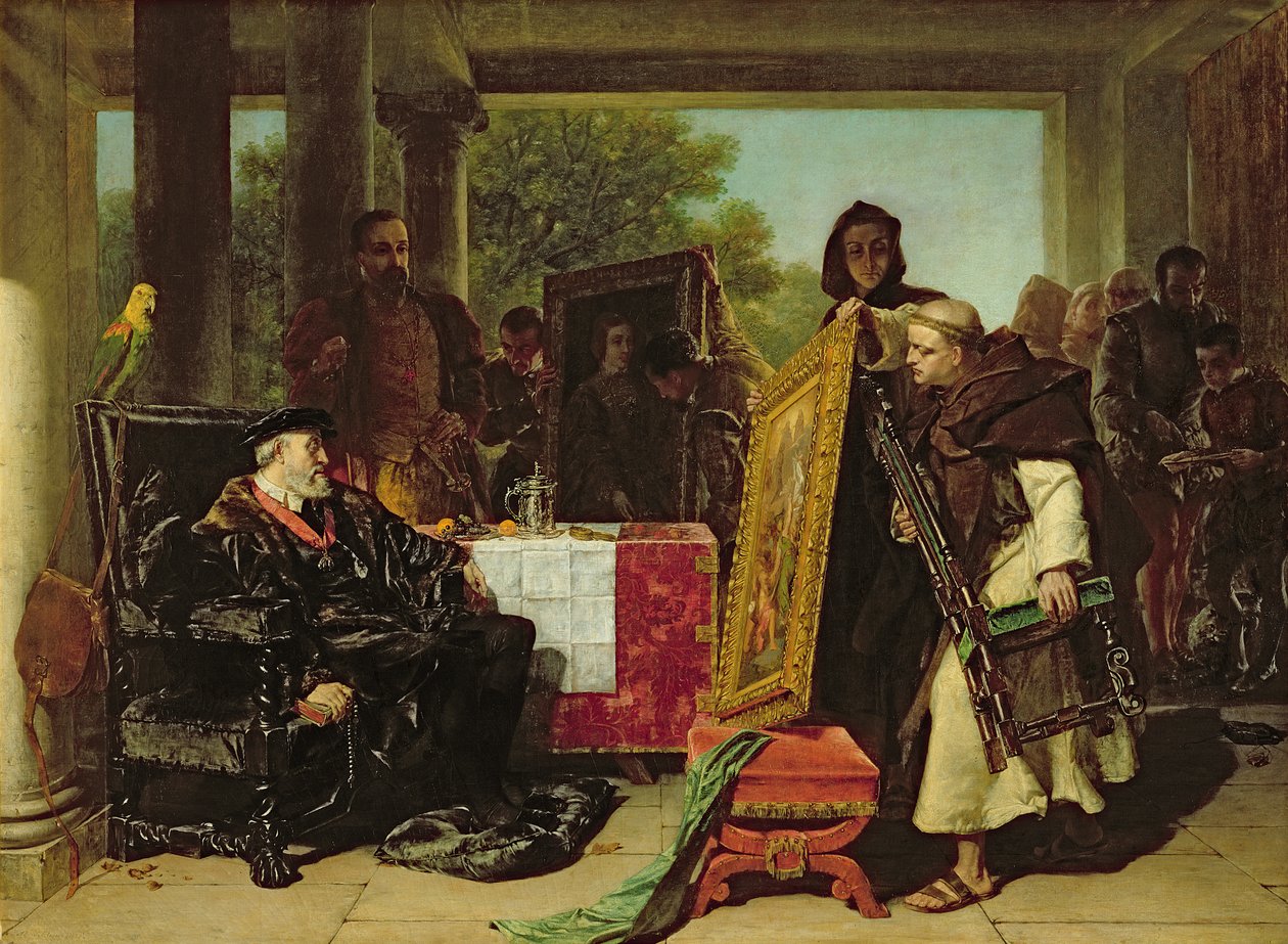 Kejsar Karl V (1500-58) vid klostret Yuste, 1856 av Alfred W. Elmore