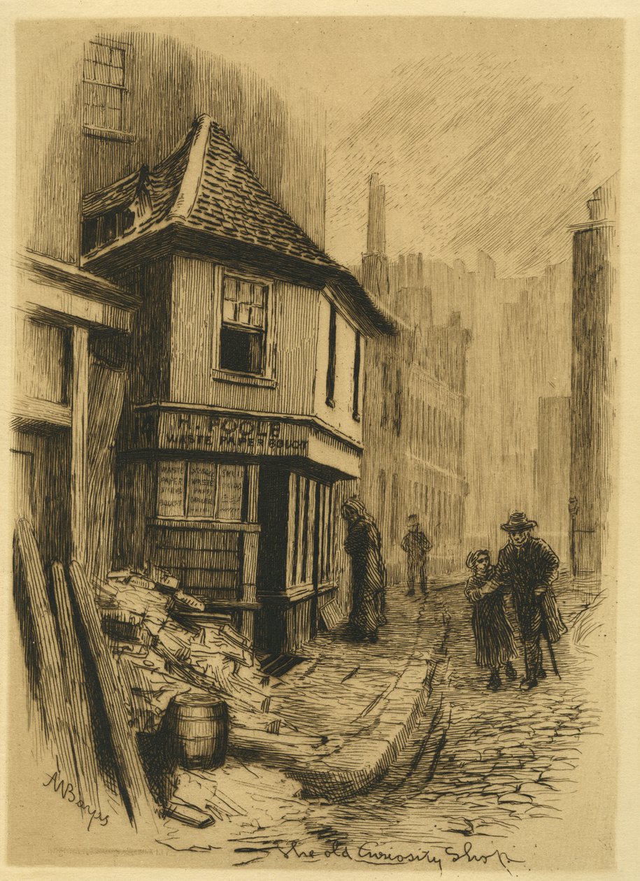 The Old Curiosity Shop, från English Etchings, vol. V, pl. 5, 1885 av Alfred Walter Bayes