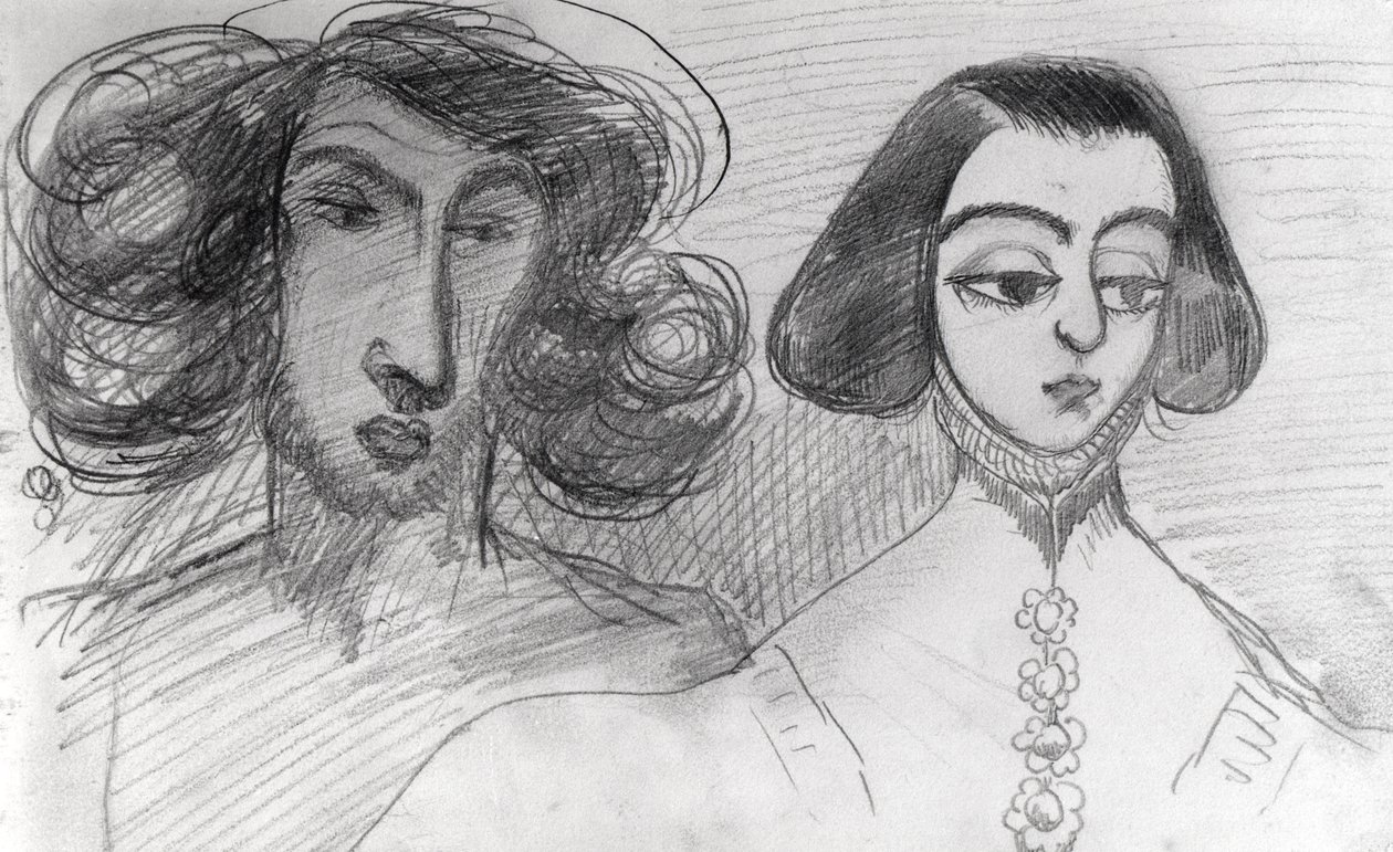 Självporträtt med George Sand (1804-76) av Alfred de Musset
