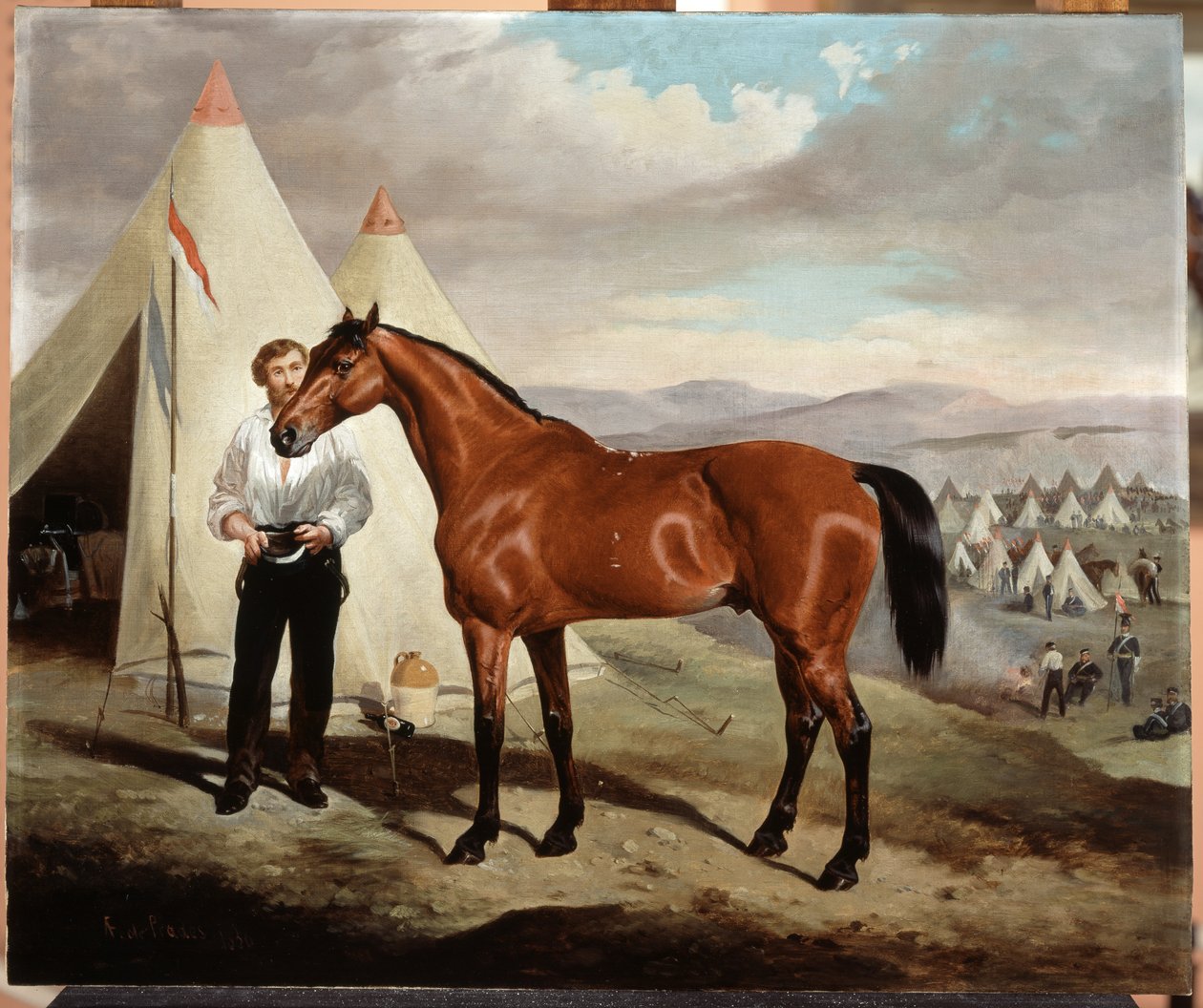 Sir Briggs, häst av Lord Tredegar (1831-1913) av 17th Lancers, i lägret på Krim 1854, 1856 av Alfred de Prades