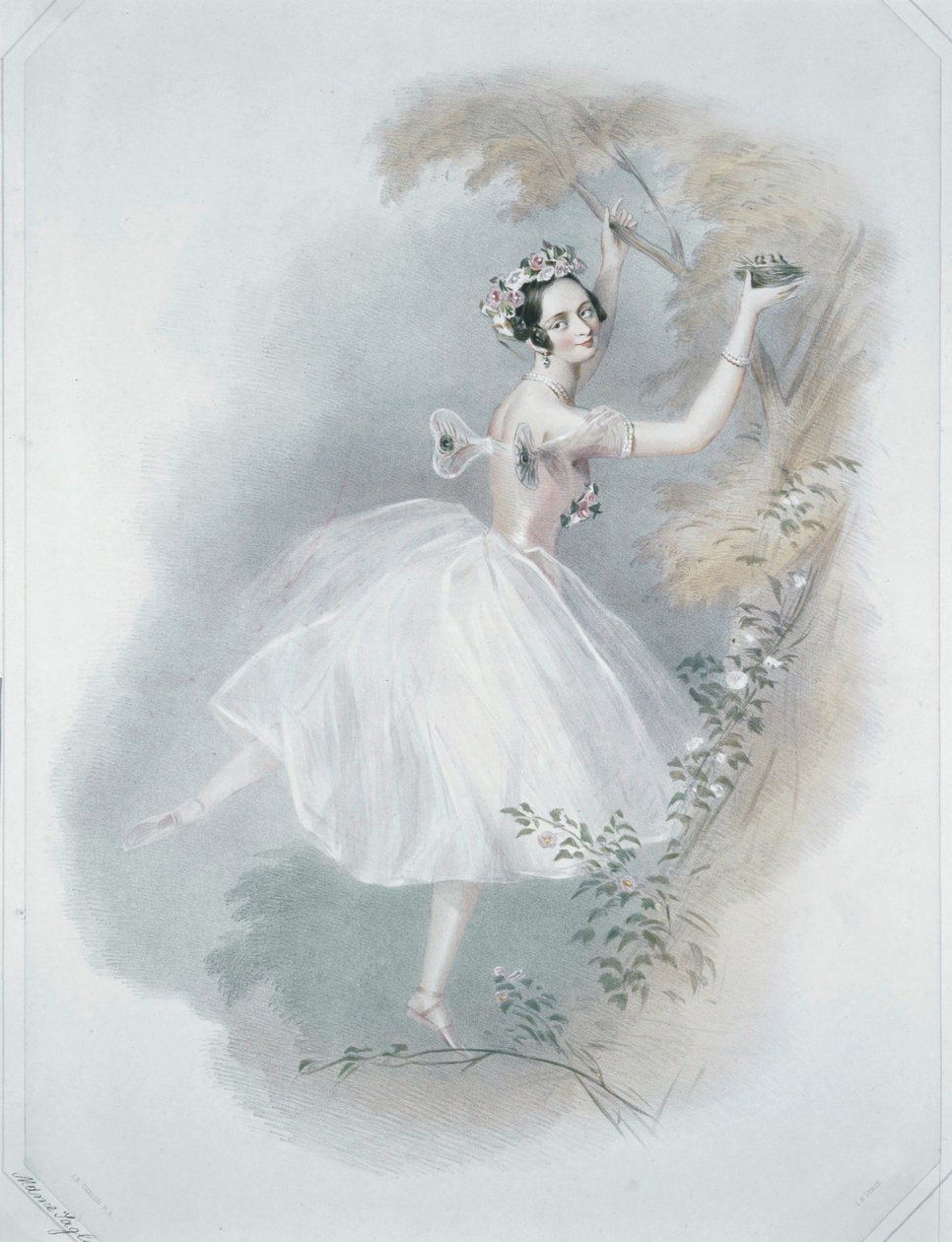 Marie Taglioni, den mest berömda ballerinan ... (färgtryck) av Alfred Edward Chalon