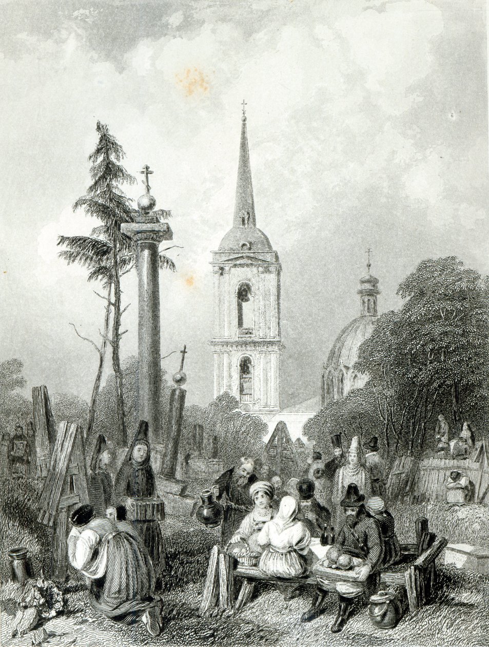 Smolenskokyrkans kyrkogård, graverad av E.Smith av Alfred (after) Vickers