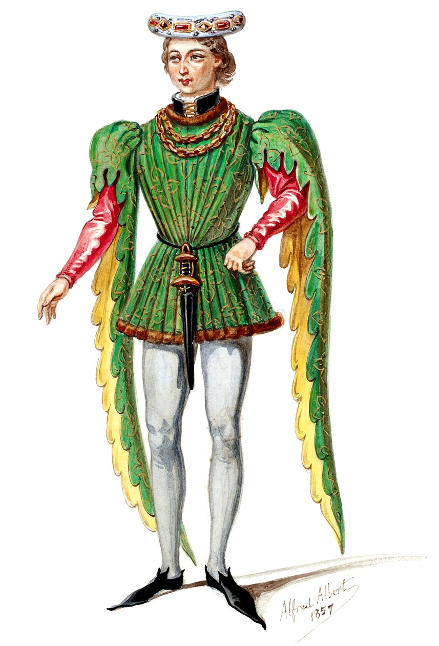 Halévy - La magicienne - kostymmodeller av Alfred Albert - 02. Seigneur, manskör (retuscherad) av Alfred Albert
