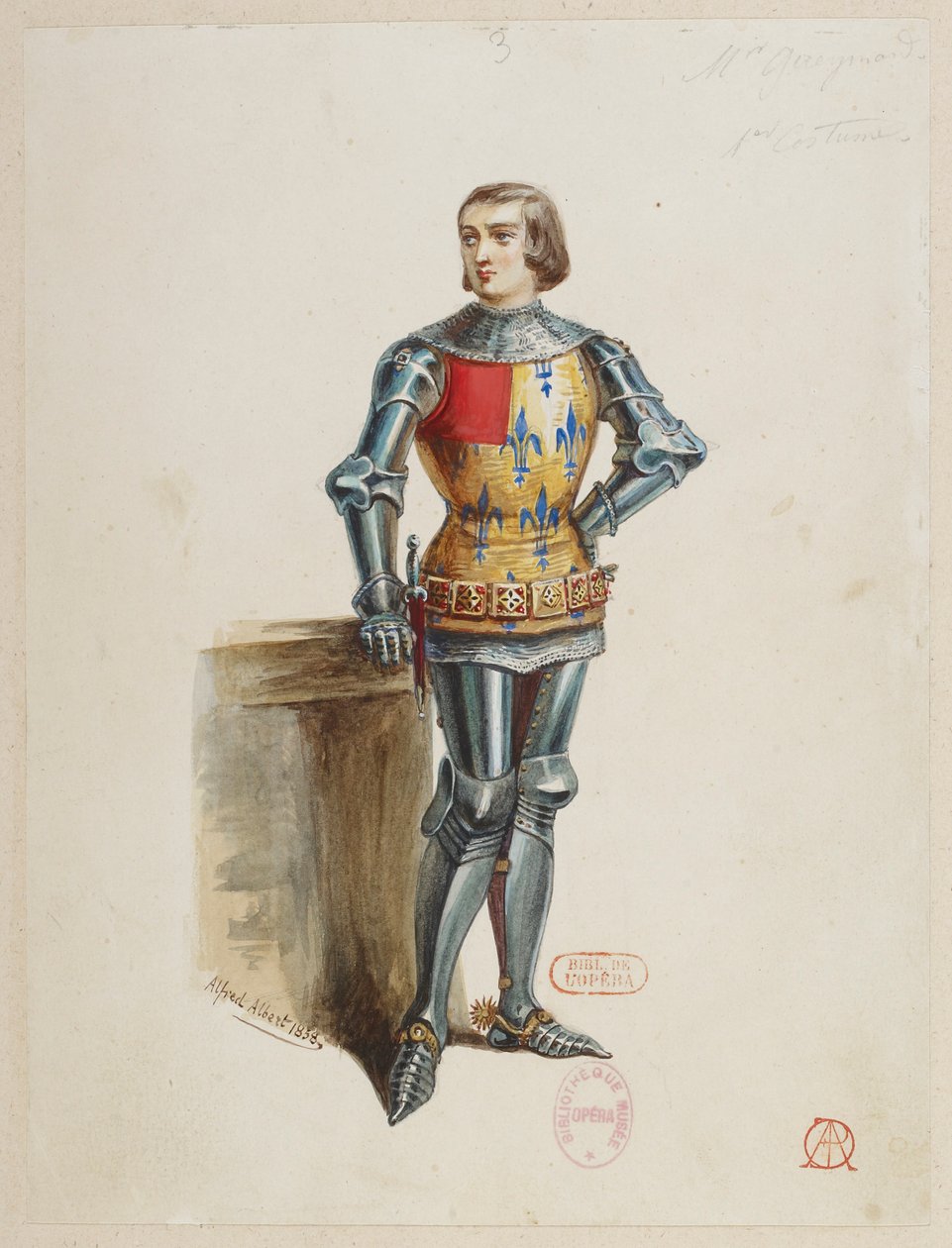 Halévy - La magicienne - kostymmodeller av Alfred Albert - 03. (Réné), M. Gueymard, 1:a kostymen av Alfred Albert