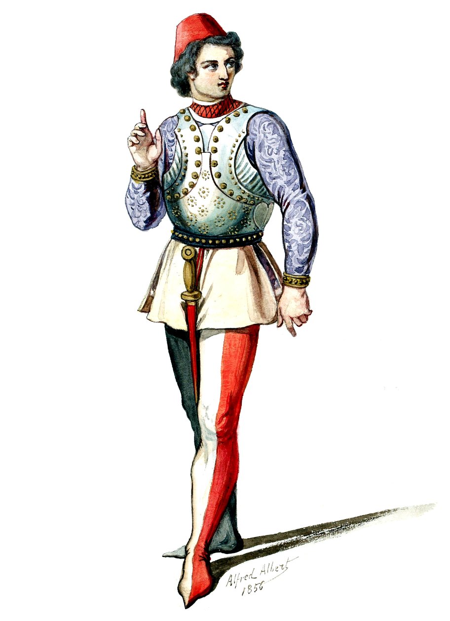Halévy - La magicienne - kostymmodeller av Alfred Albert - 04. Ecuyer, manlig kör (retuscherad) av Alfred Albert