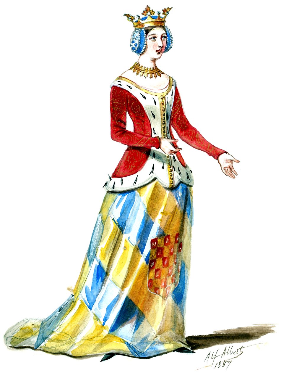 Halévy - La magicienne - kostymmodeller av Alfred Albert - 06. Grevinnan av Poitou. Dames de cour, kör (retuscherad) av Alfred Albert