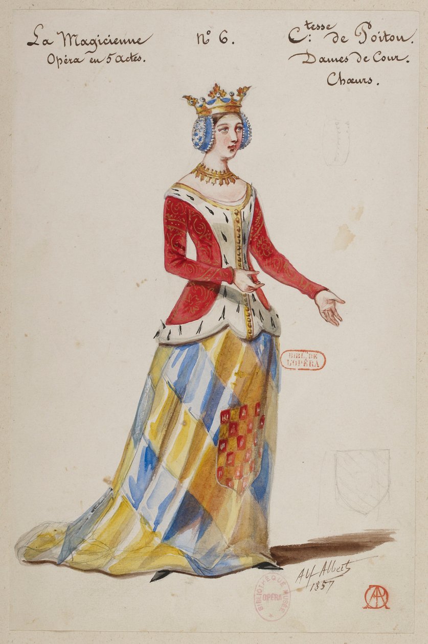 Halévy - La magicienne - kostymmodeller av Alfred Albert - 06. Grevinnan av Poitou. Hovdamer, kör av Alfred Albert
