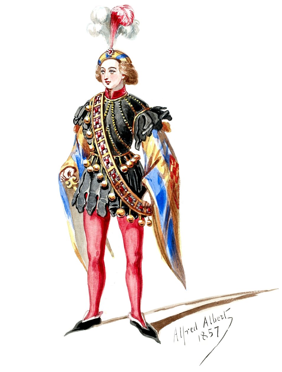 Halévy - La magicienne - kostymmodeller av Alfred Albert - 09. Sidan. Åtta statister (retuscherade) av Alfred Albert