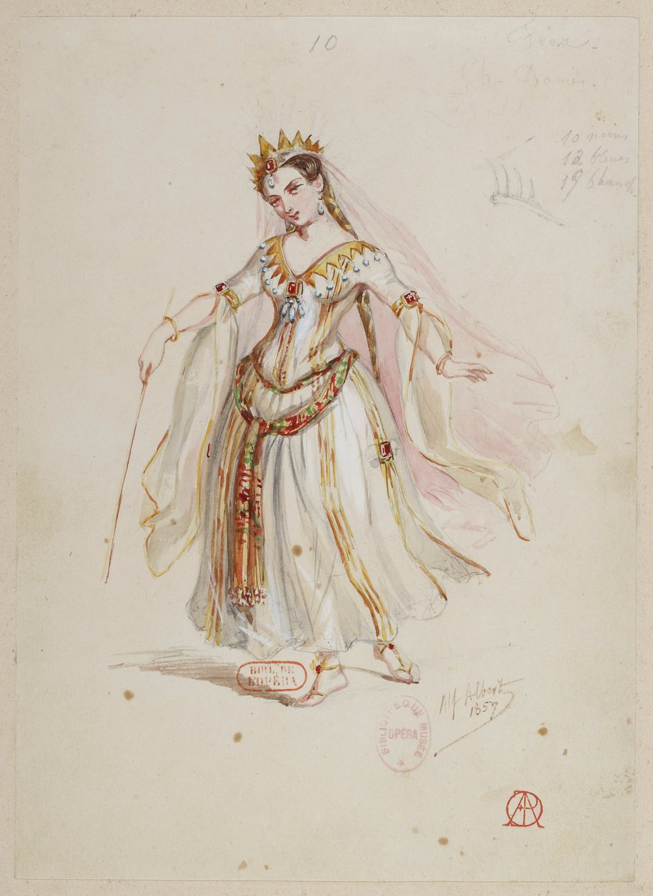 Halévy - La magicienne - kostymmodeller av Alfred Albert - 10. älvor, damkör av Alfred Albert