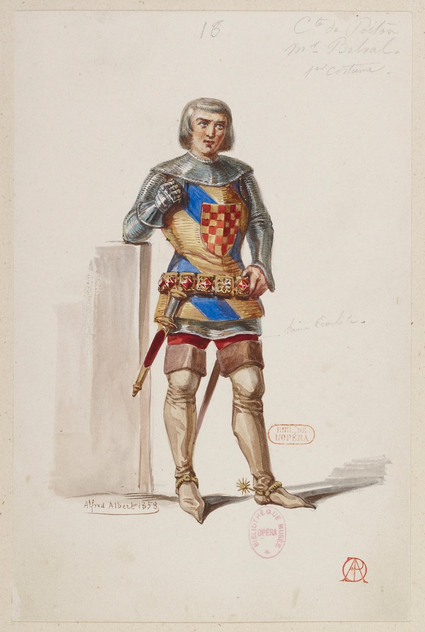 Halévy - La magicienne - kostymmodeller av Alfred Albert - 16. Comte de Poitou, 1:a kostymen, M. Belval av Alfred Albert