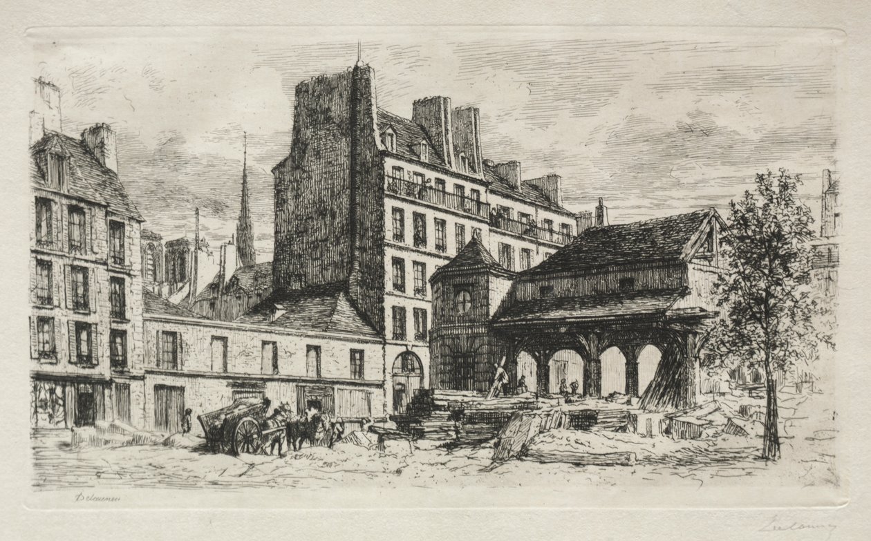 Kalvmarknad i rivning av Alfred Alexandre Delauney