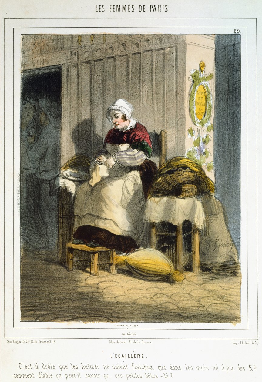 Oystersäljaren, från The Women of Paris, 1841-42 av Alfred Andre Geniole