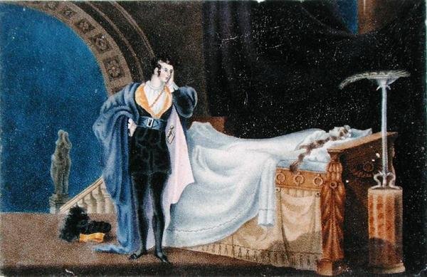 Ateisten tittar på sin frus döda kropp, av Charlotte Bronte (1816-55) (litho) av Alfred B. (after) Clayton