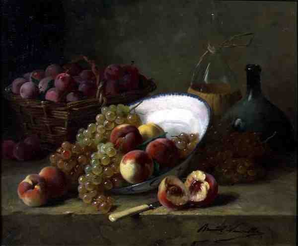 Köksstilleben (olja på duk) av Alfred Brunel de Neuville