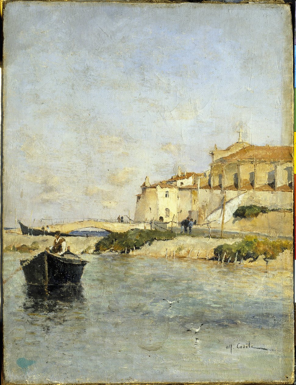Fiskebyn. Målning av Alfred Casile (1848-1909). Limoux, Musee Petiet. av Alfred Casile