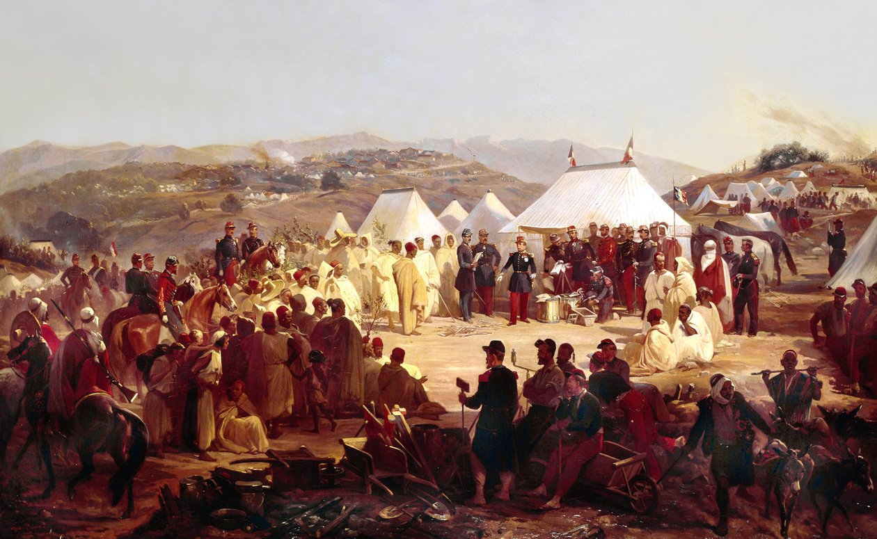 Erövringen av Algeriet: överlämnande av Beni Raten-stammen från Kabylien till den franske marskalken Randon (1795-1871) 1854 av Alfred Charles Ferdinand Decaen