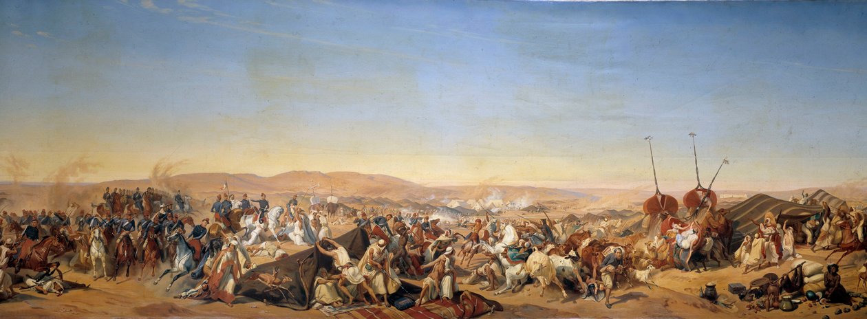 Erövring av Algeriet (1830-1847): "" Infångande av Smalah (Smala) av Abd el Kader (Abd-el-Kader eller ibn Muhyi al-Din al-Hasani) (al Din al-Hasani) (1807-1883) av hertigen av Aumale i Taguin av Alfred Charles Ferdinand Decaen