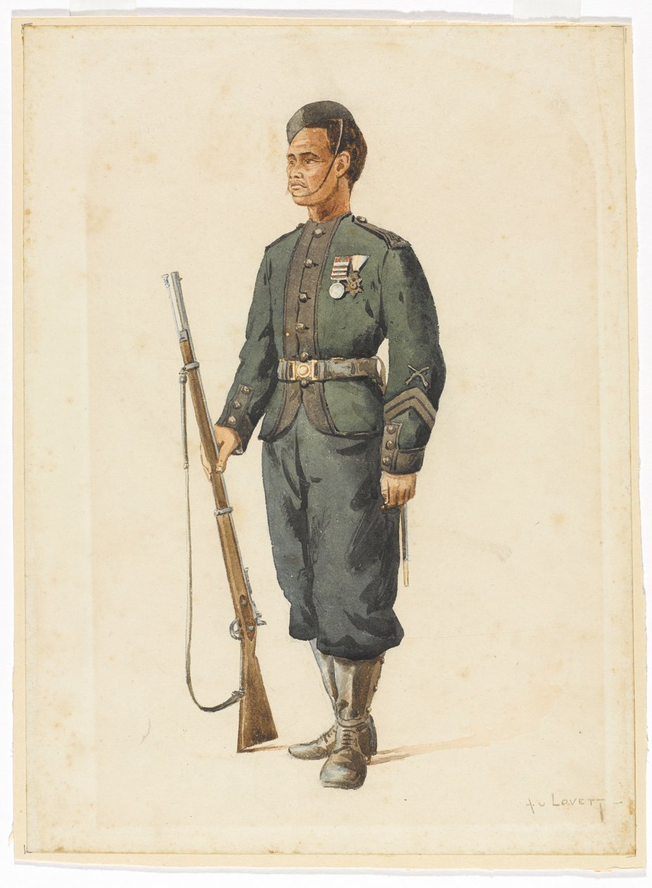 Gevärsman vid 4:e Gurkha-regementet i övningsordning av Alfred Crowdy Lovett