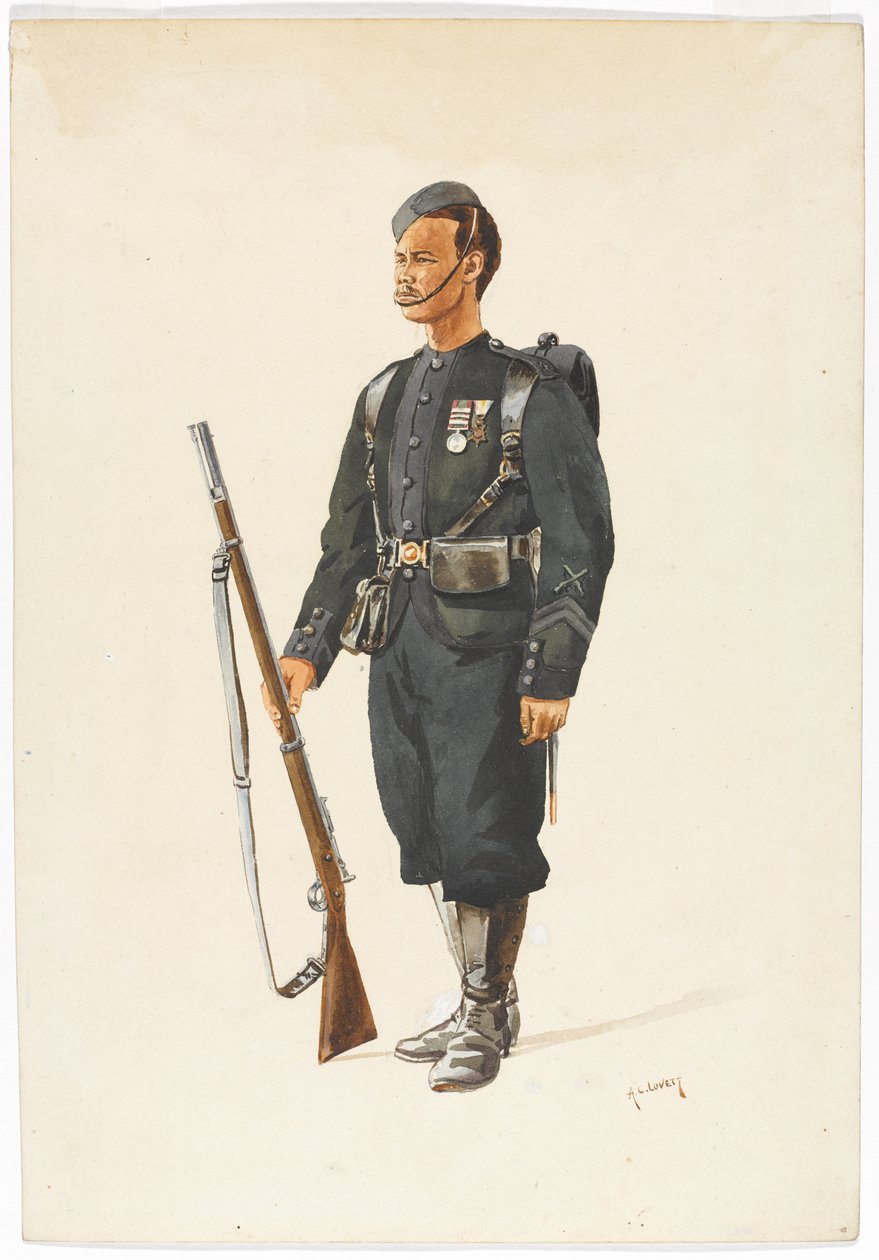 Gevärsman vid 4:e Gurkha-regementet i marschordning av Alfred Crowdy Lovett