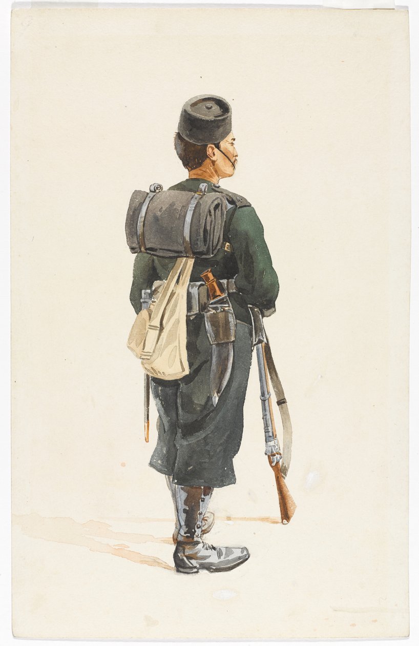 Gevärsman vid 4:e Gurkha-regementet i marschordning, 1890 av Alfred Crowdy Lovett