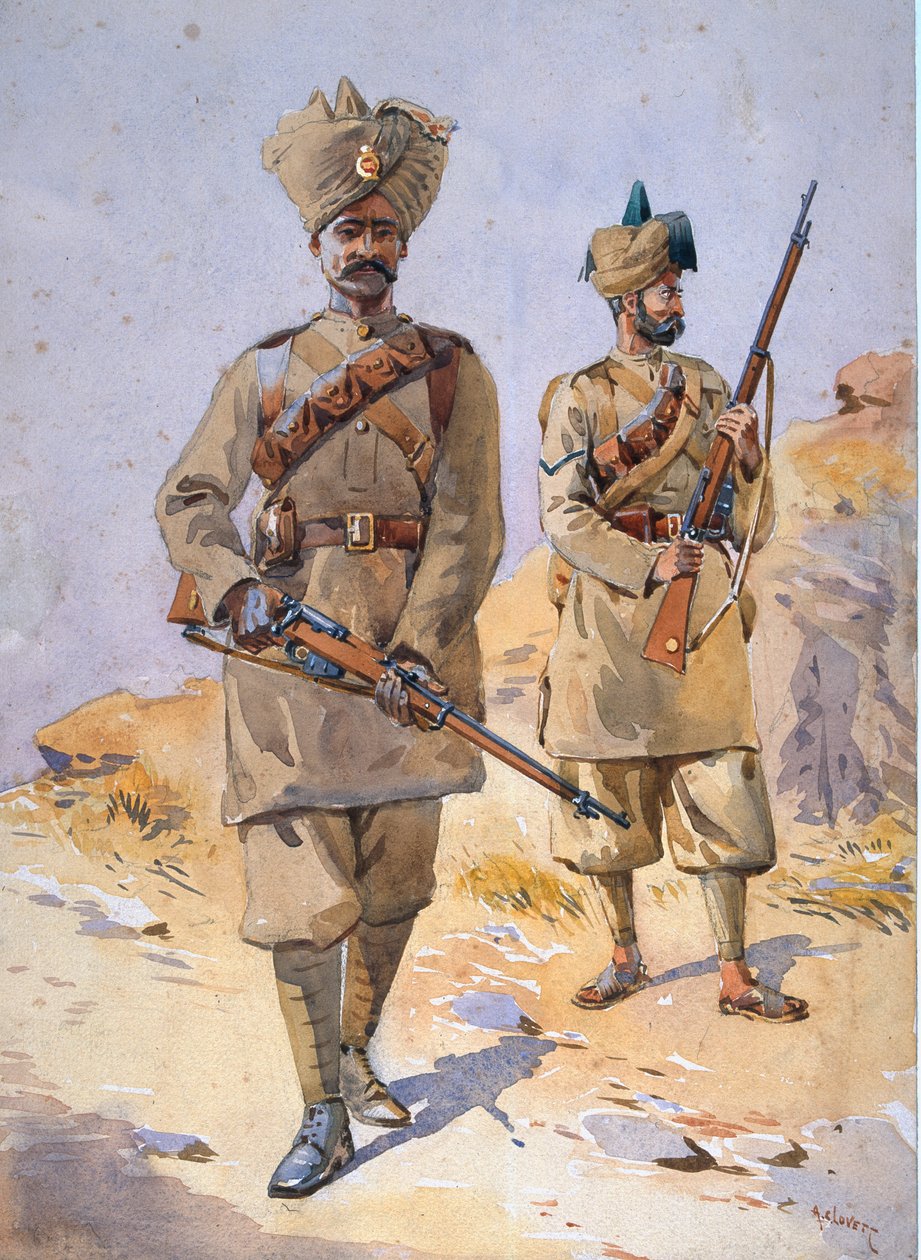 Soldater från 30th Punjabis, Awan och 20th Duke of Cambridge