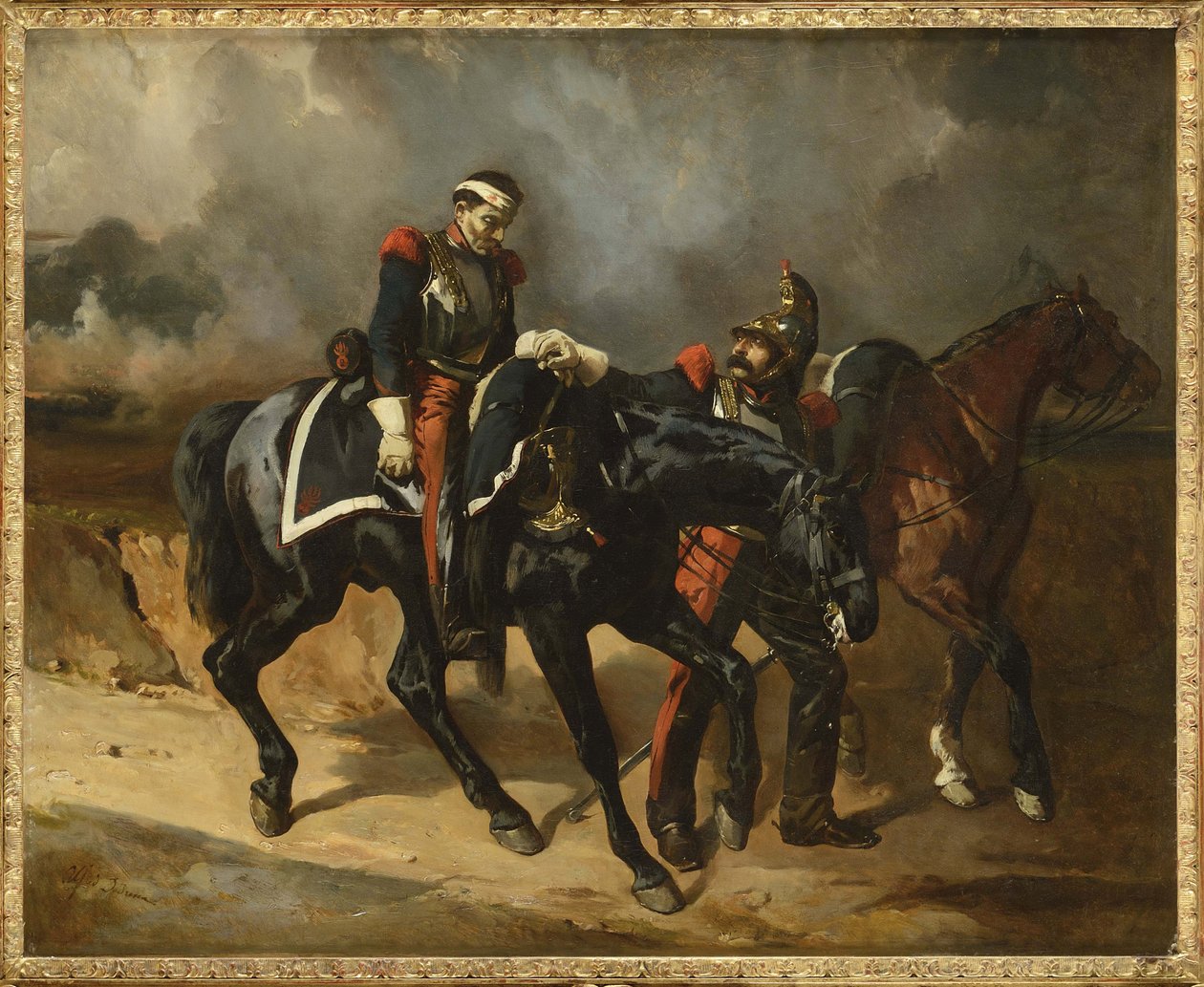 Le cuirassier wounde - Den sårade Cuirassier, av De Dreux, Alfred (1810-1860). olja på duk av Alfred Dedreux