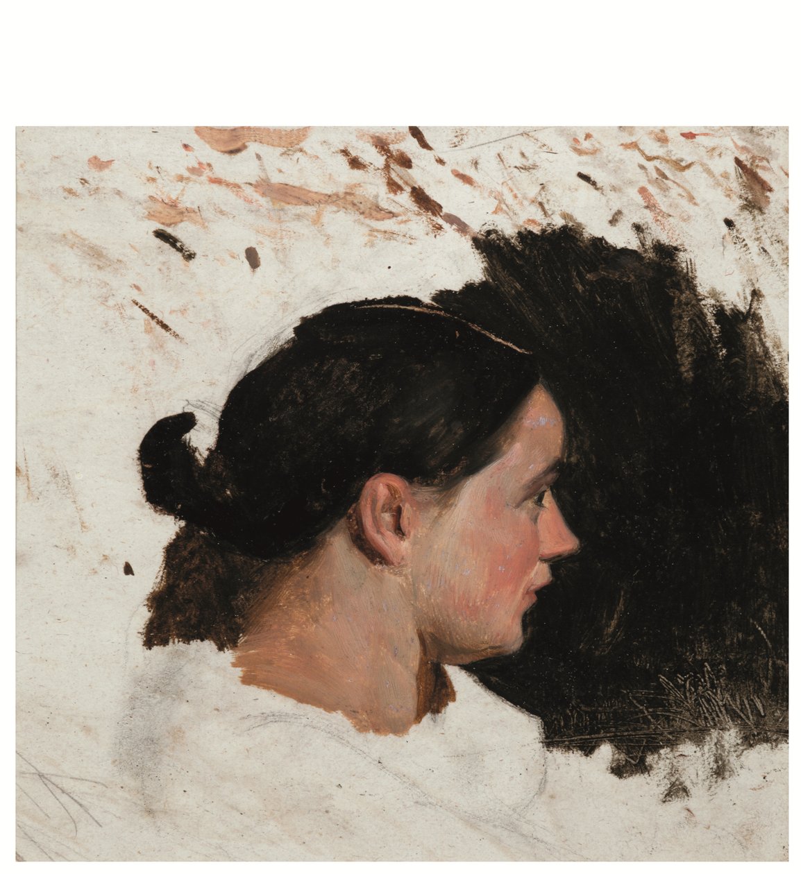 Porträtt av en flicka (olja på papper) av Alfred Dehodencq