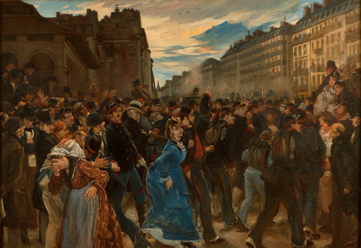 Gardemobilens avgång i juli 1870, ca 1879. av Alfred Dehodencq