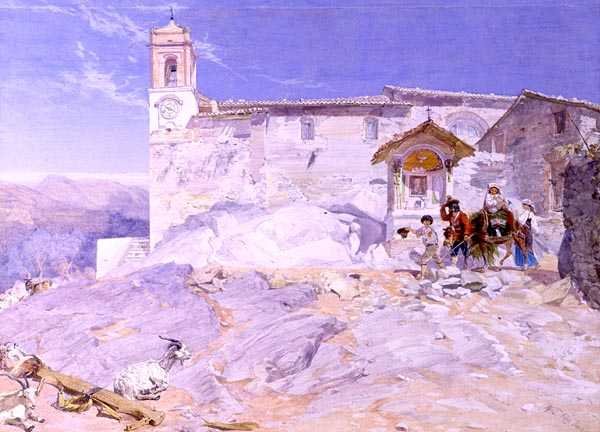 Sta Rocco, Olevano (akvarell på papper) av Alfred Downing Fripp