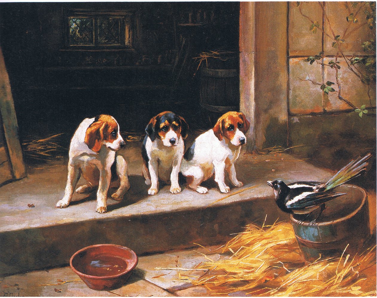 Den oinbjudna gästen, från tidskrift eller bokkälla okänd (färg litho) av Alfred Duke
