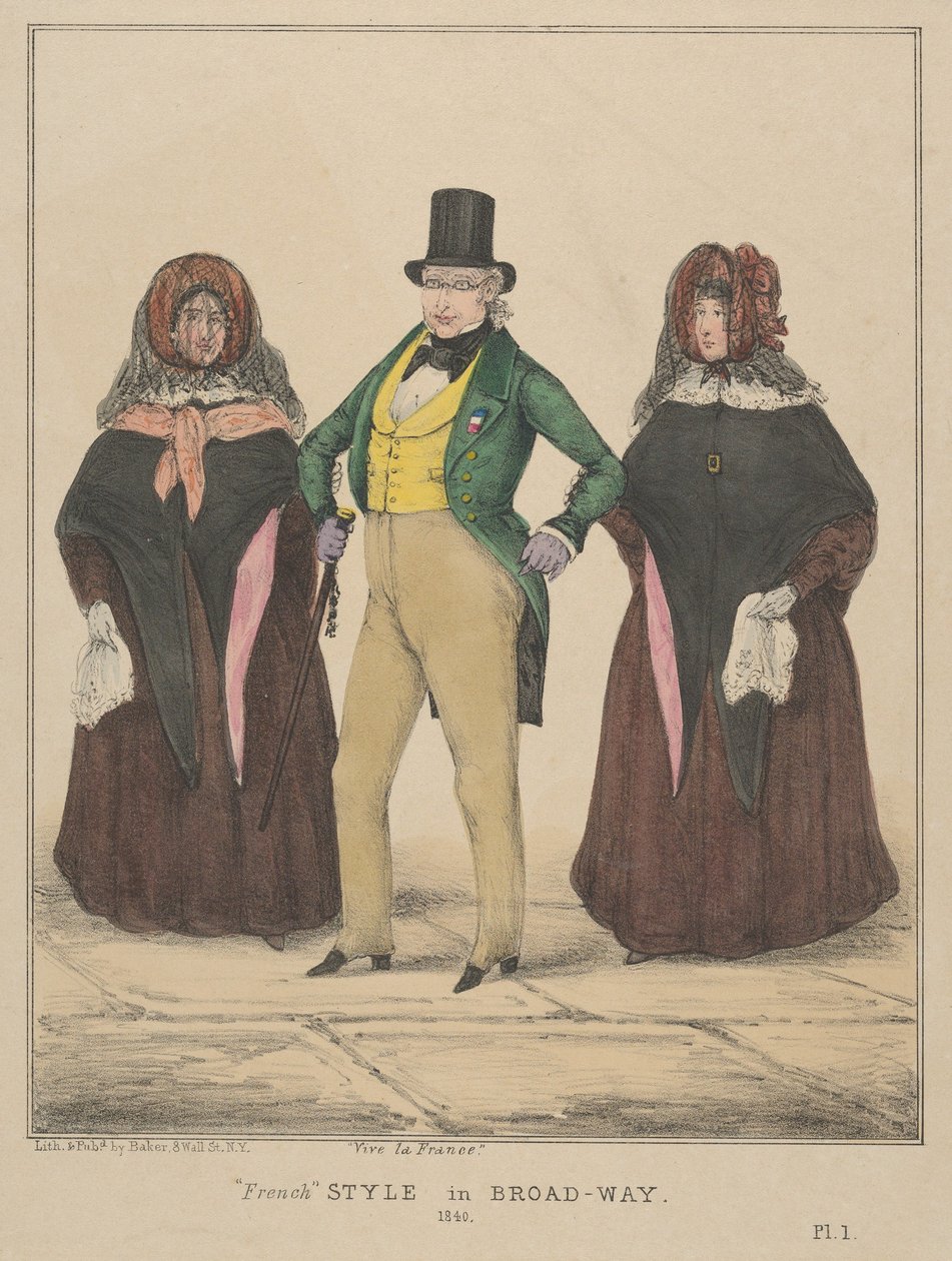 Vive la France, fransk stil på Broadway, 1840. av Alfred E. Baker