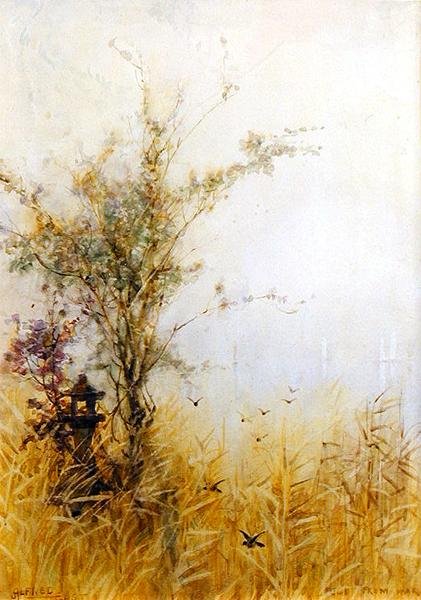 The Fuji-san, Early Morning, c.1889 (akvarell på papper) av Alfred East