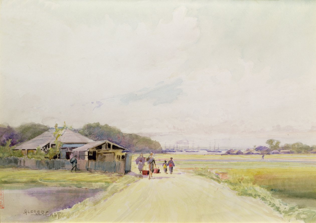 Mississippi Bay of Yokohama, ca 1889 (akvarell på papper) av Alfred East