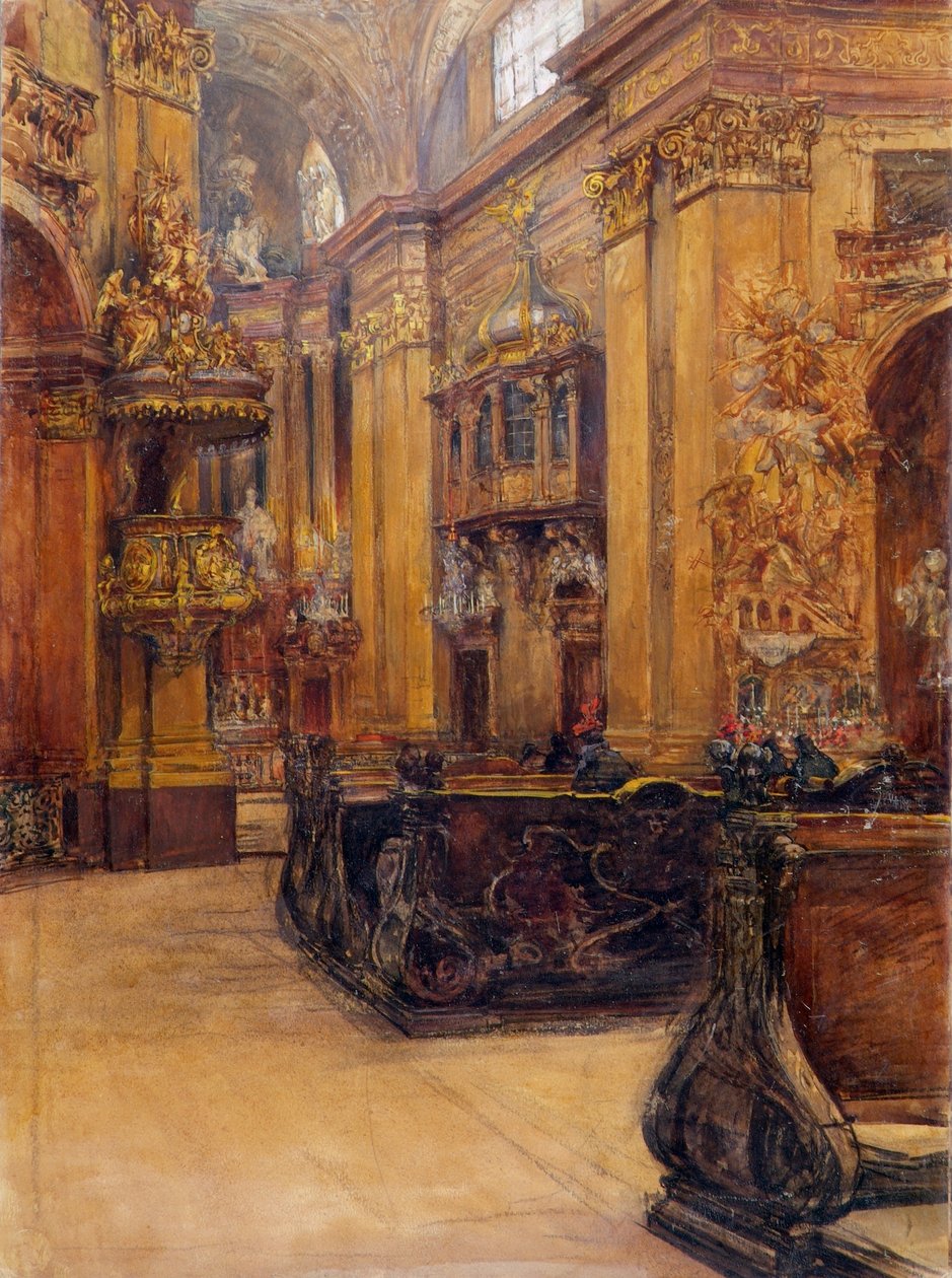 Interiören av Peterskirche i Wien av Alfred Edler von Pflügl