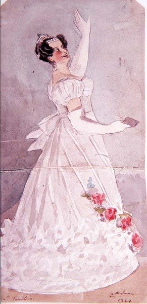 Angelica Catalani (1780-1845) i Il Fanatico, 1824 (wc) av Alfred Edward Chalon