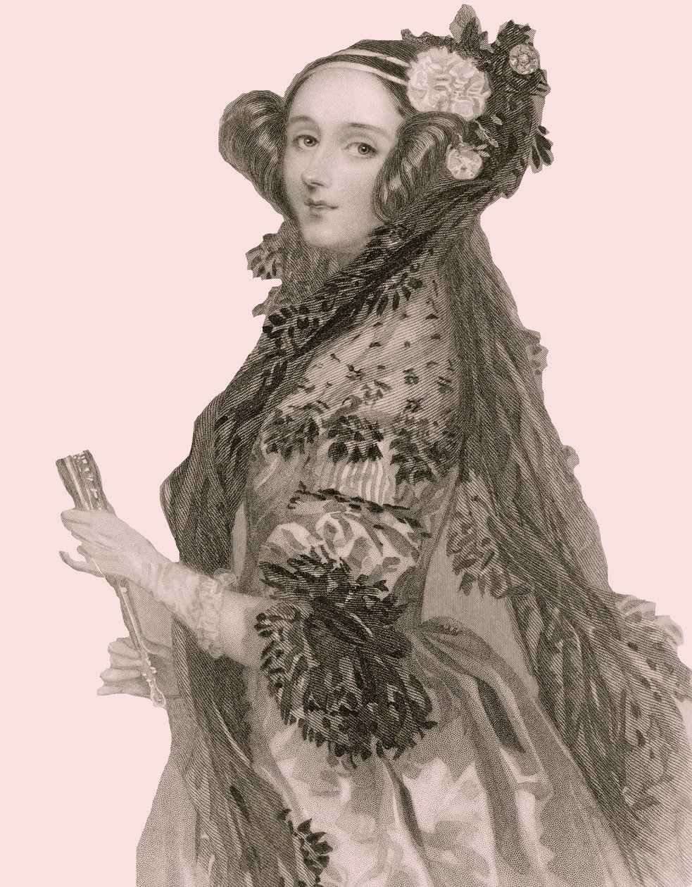 Porträtt av Augusta Ada King (1815-1852), grevinnan av Lovelace (gravyr). av Alfred Edward Chalon