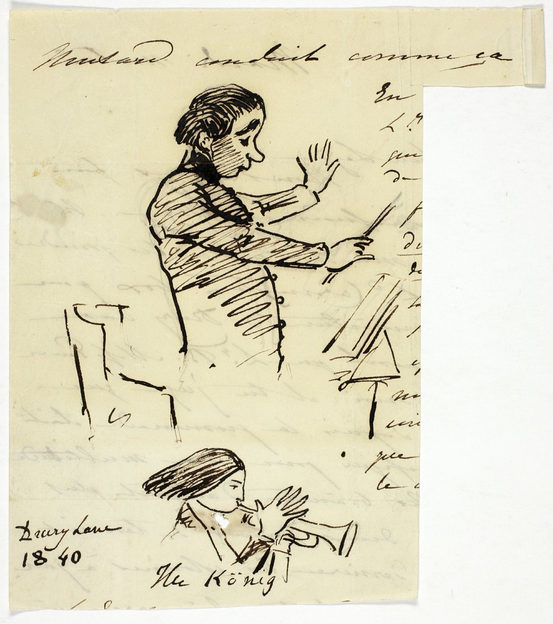 Skisser av dirigent och trumpetare av Alfred Edward Chalon