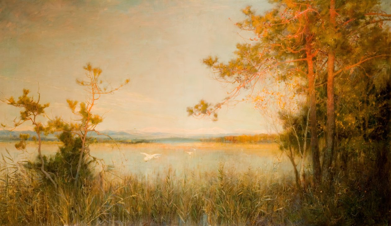 Reedy Mere And Sunlit Hills, 1890-91. av Alfred Edward East
