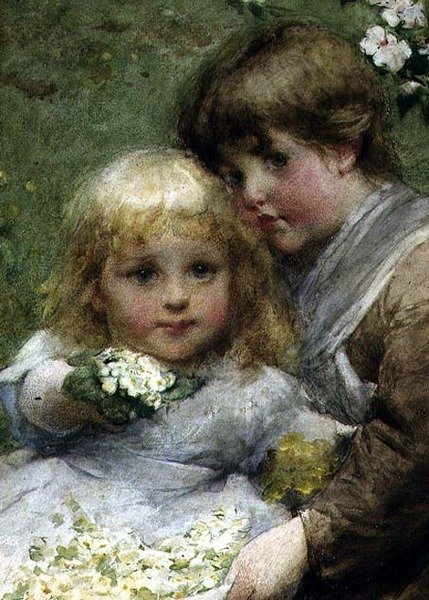 Våroffer (akvarell på papper) av Alfred Edward Emslie