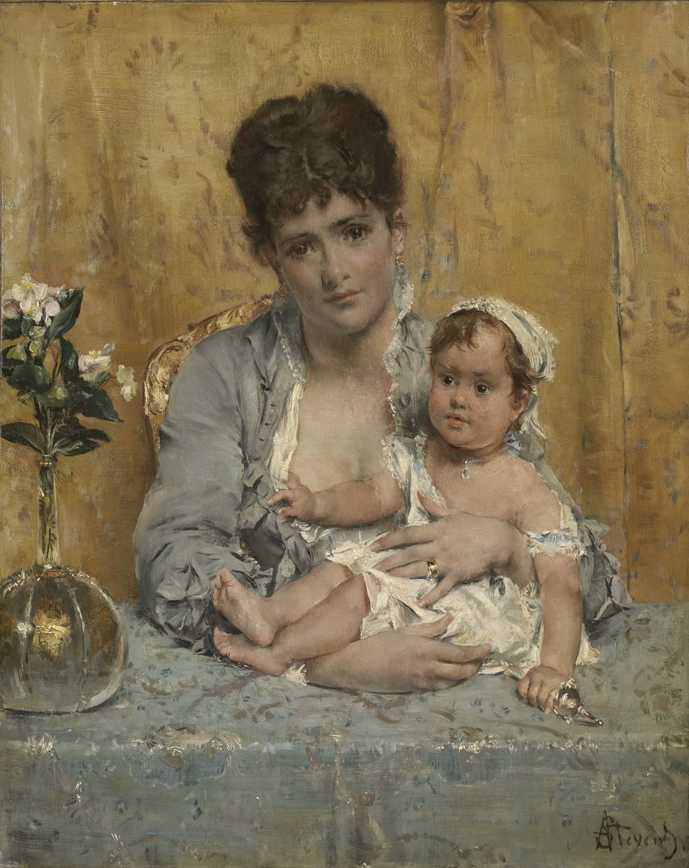 Mor och barn, ca 1875-80 av Alfred Emile Stevens