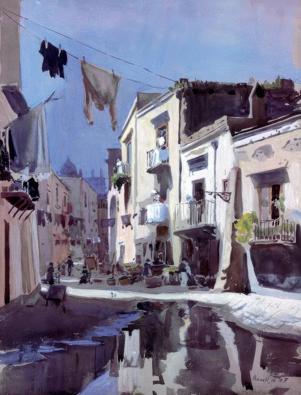 Alfred Frank, Gasse in Pozzuoli / Gem. 1910 av Alfred Frank