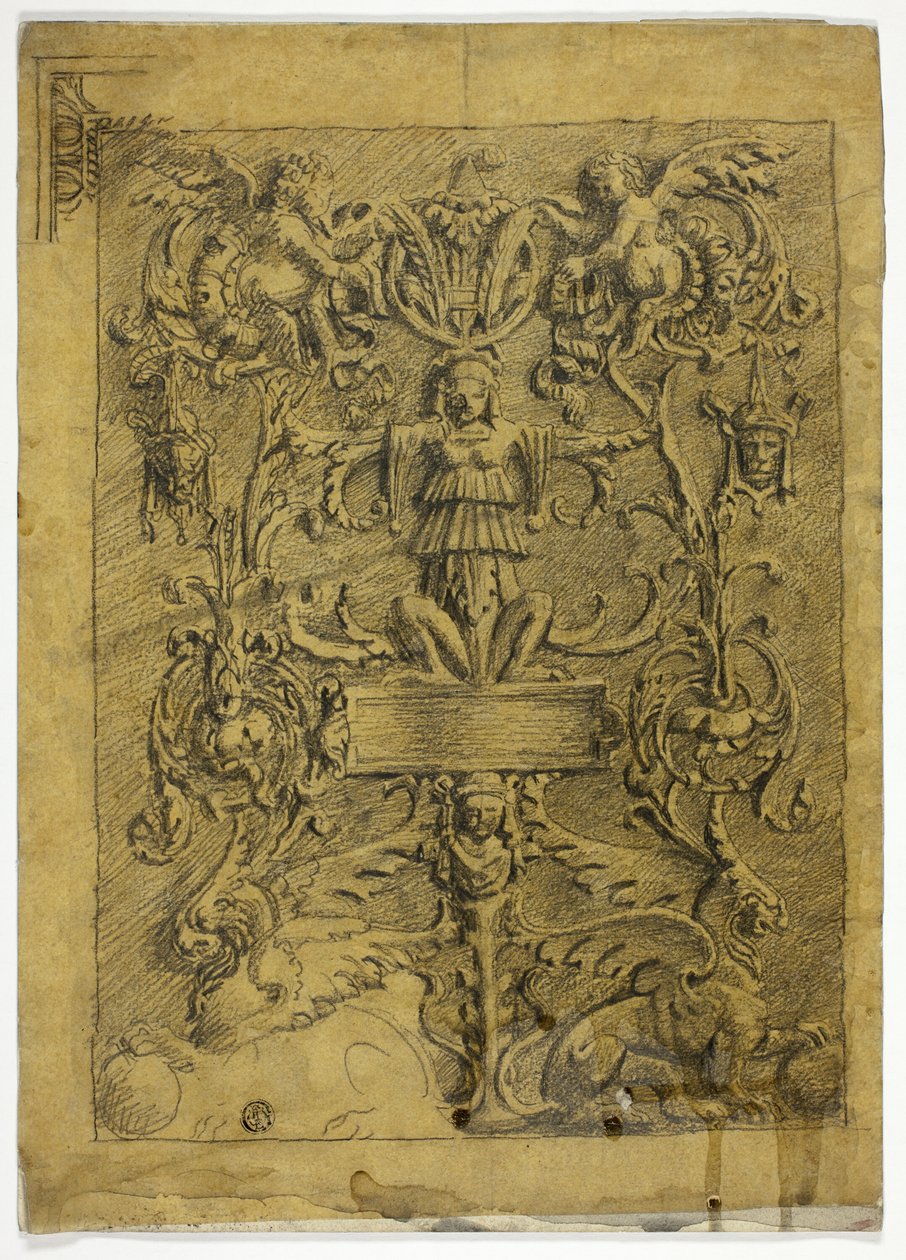 Dekorativ design med putti och gripar av Alfred George Stevens