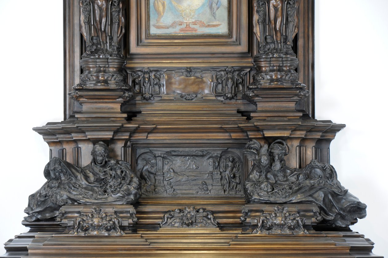 Detalj av Sam Wilsons skorstensstycke, ca 1908-14 (brons) av Alfred Gilbert